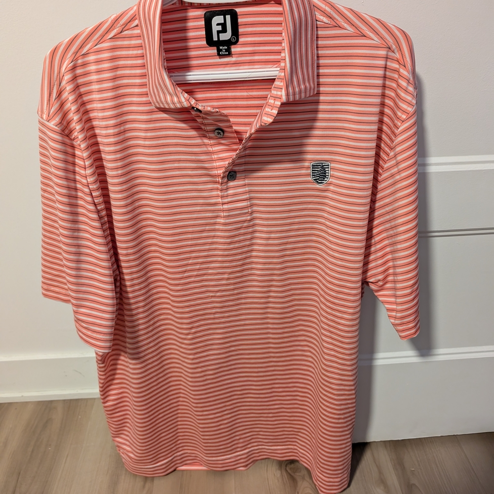FootJoy Men's Striped Polo Shirt - Coral